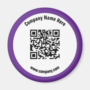 Purple Promotional Business Name QR Code Magnet