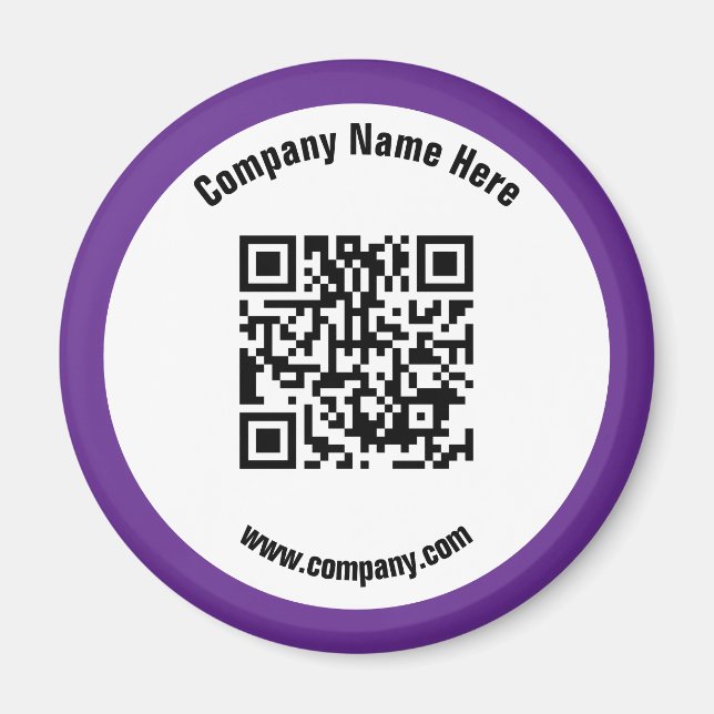 Purple Promotional Business Name QR Code Magnet (Front)