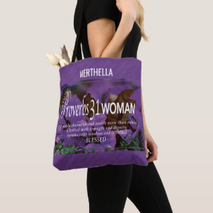 Purple Proverbs 31 Tote Bag
