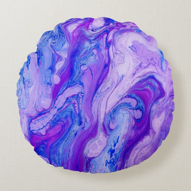 purple psychedelic liquid round cushion (Front)