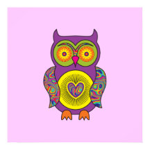 Purple Psychedelic Owl
