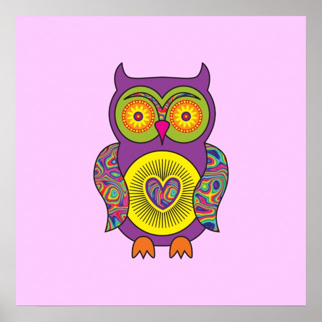 Purple Psychedelic Owl Poster (Front)