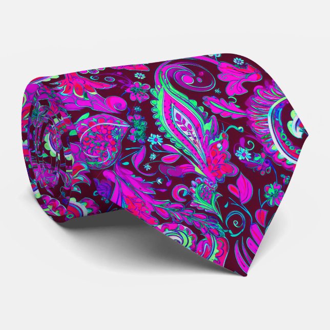 Purple Psychedelic Paisley Tie (Rolled)