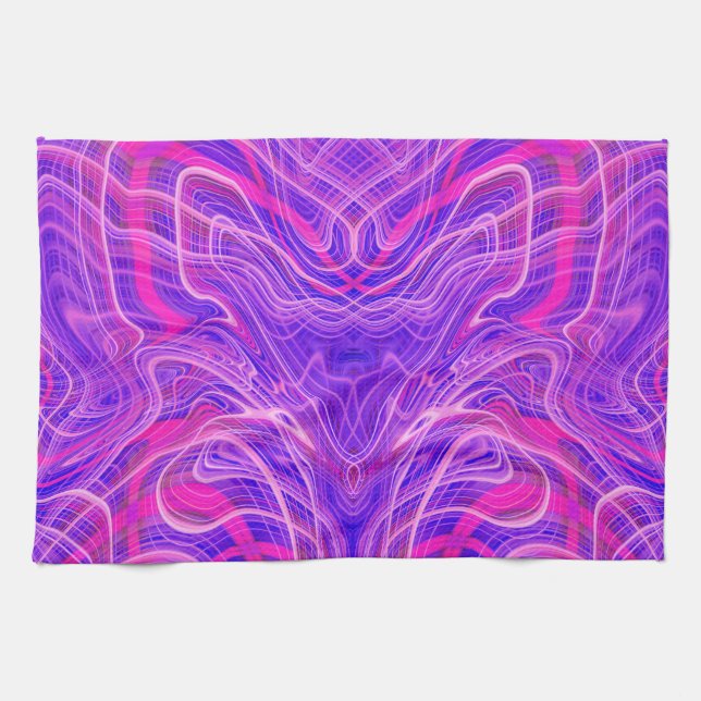 Purple psychedelic pattern tea towel (Horizontal)