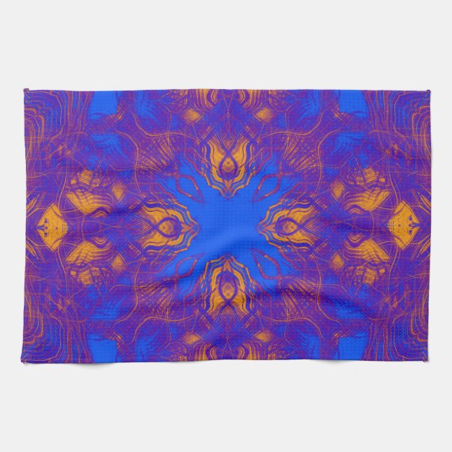 Purple psychedelic pattern tea towel (Horizontal)