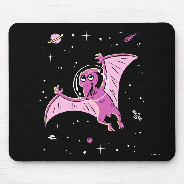 Purple Pterodactyl Dinos In Space Mouse Mat (Front)