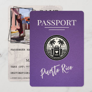 Purple Puerto Rico Passport Save The Date
