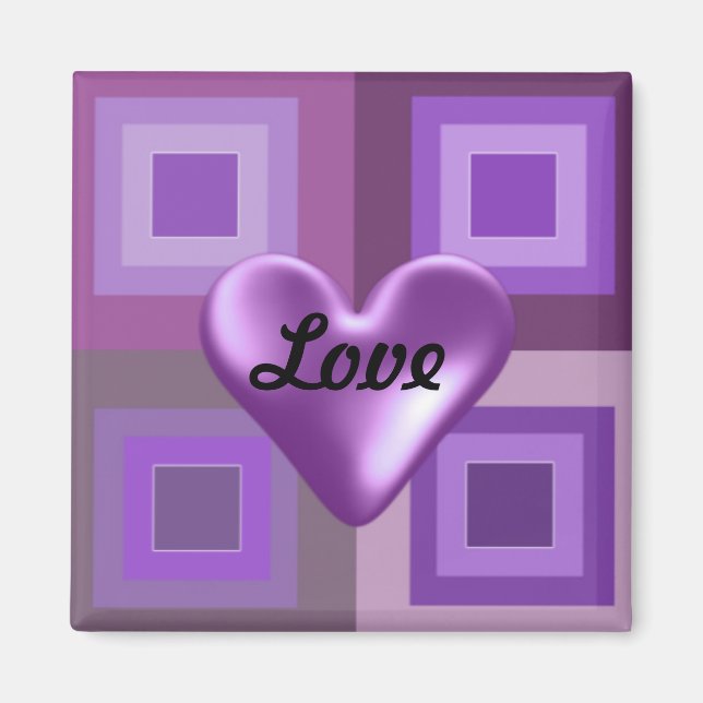 Purple Puffy Heart Magnet (Front)