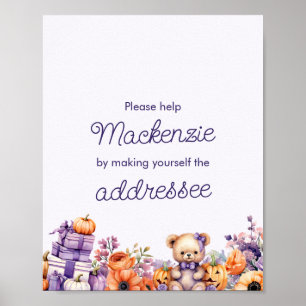 Purple Pumpkin Baby Shower Envelope Station Sign