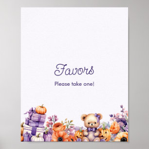 Purple Pumpkin Baby Shower Favours Sign