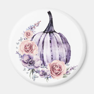 Purple pumpkin cute floral fall autumn flowers magnet