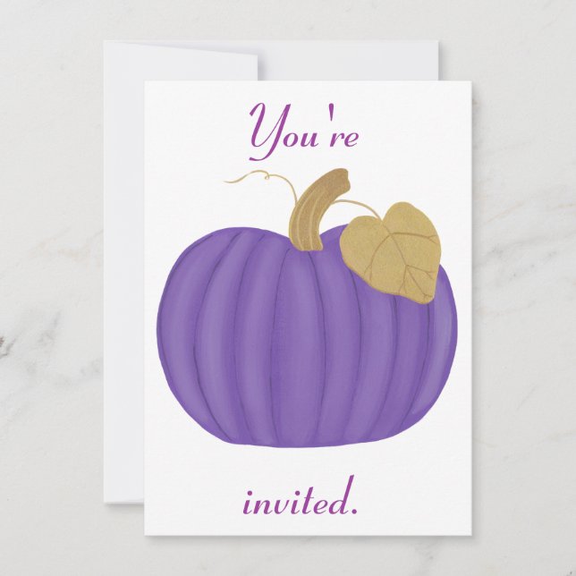 Purple Pumpkin Halloween Wedding Invitations (Front)