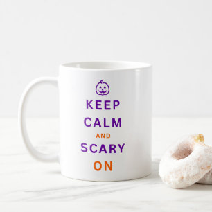 Purple Pumpkin Keep Calm and Scary On Halloween Coffee Mug