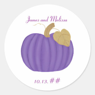 Purple Pumpkin Save the date wedding stickers