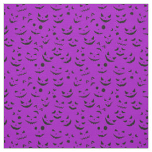 Purple Pumpkin Smile Happy Halloween Modern Fabric