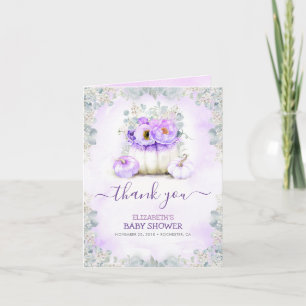 Purple Pumpkins Fall Baby Shower Thank You Card