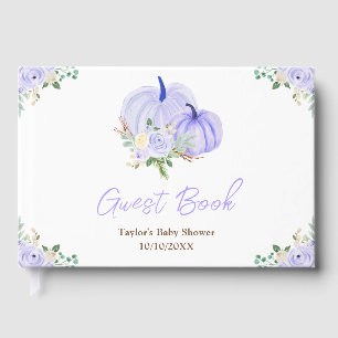 Purple Pumpkins Floral Baby Shower Guest Book