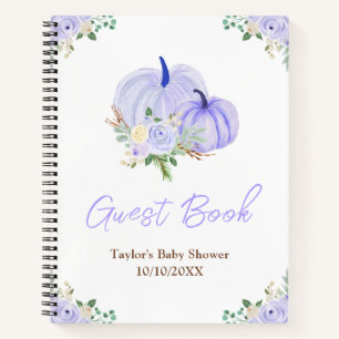 Purple Pumpkins Floral Baby Shower Guest Book