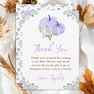Purple Pumpkins Floral Baby Shower Thank You Card