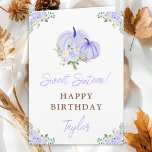 Purple Pumpkins Floral Sweet Sixteen Birthday Card<br><div class="desc">This cute and whimsical sweet sixteen birthday card can be personalised with a name or title such as daughter, granddaughter, niece, friend etc. The design features pastel purple pumpkins and beautiful floral arrangements. The text combines handwritten script and modern sans serif fonts for a stylish and modern look. This is...</div>