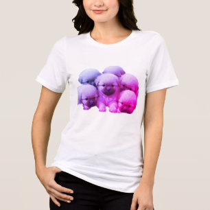 Purple Puppies on a Woman Black Short Sleeve T Tri-Blend Shirt