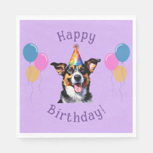 Purple Puppy Dog Birthday Paw-ty Napkin