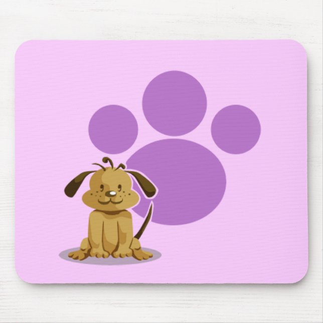 Purple Puppy Paw Mouse Mat (Front)