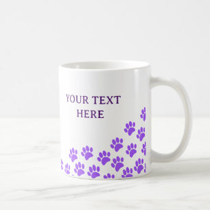 Purple Puppy Paw Prints With Custom Text Coffee Mug