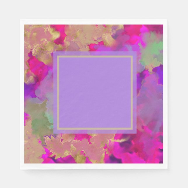 Purple, purple and gold marble napkin (Front)