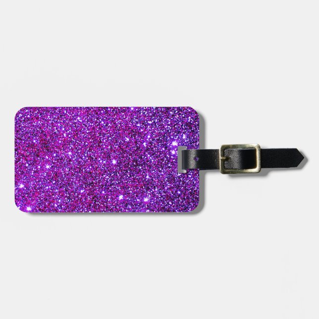 Purple Purple Sparkle Optical Illusion Art Luggage Tag (Front Horizontal)