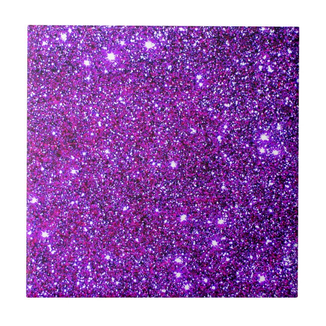 Purple Purple Sparkle Optical Illusion Art Tile (Front)