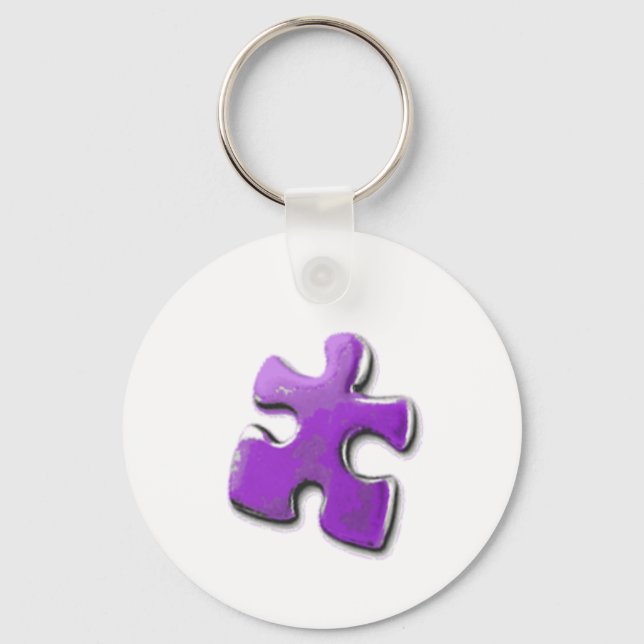 Purple Puzzle! A design also for Autism Awareness Key Ring (Front)