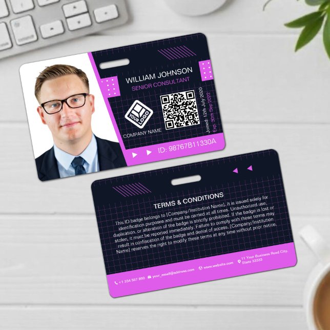 Purple QR Code Photo ID Badge | Corporate Employee (Creator Uploaded)