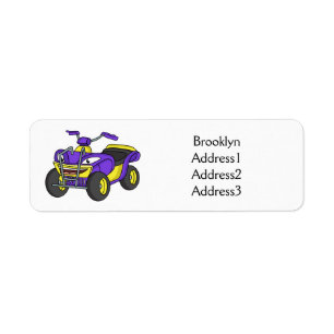 Purple Quad bike cartoon illustration 