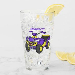 Purple Quad bike cartoon illustration Glass