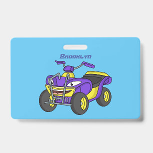 Purple Quad bike cartoon illustration ID Badge