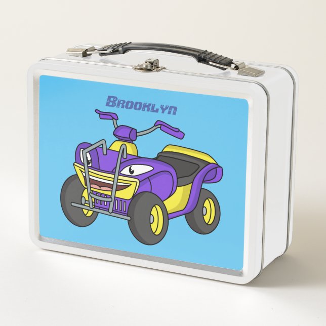 Purple Quad bike cartoon illustration  Metal Lunch Box (Front)