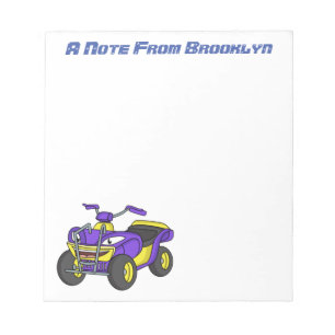 Purple Quad bike cartoon illustration Notepad
