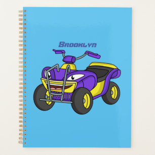 Purple Quad bike cartoon illustration Planner