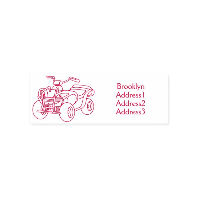 Purple Quad bike cartoon illustration  Self-inking Stamp (Design)