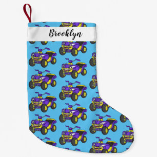 Purple Quad bike cartoon illustration  Small Christmas Stocking