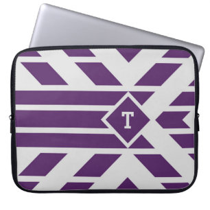 Purple Quadrangle Stripes on Grey, Monogram Sleeve
