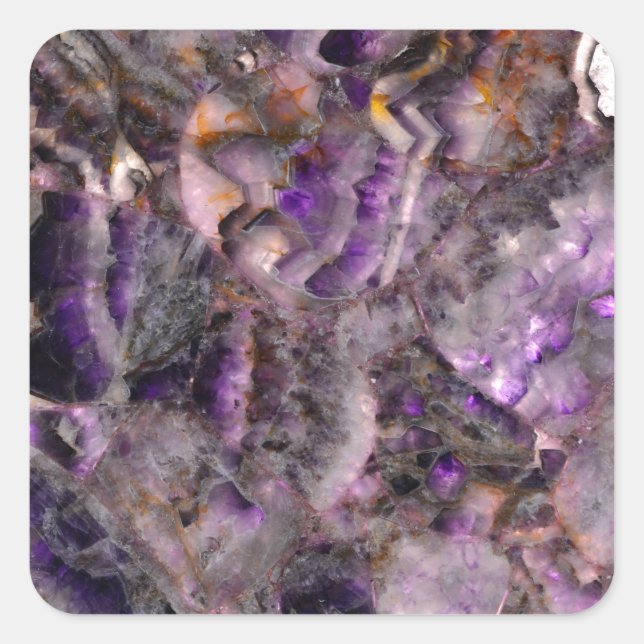Purple quartz, purple granite stone gemstone square sticker (Front)