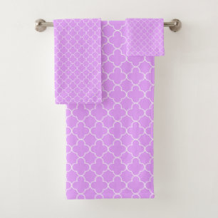 Purple Quatrefoil Bath Towel Set