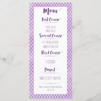 Purple Quatrefoil Menu