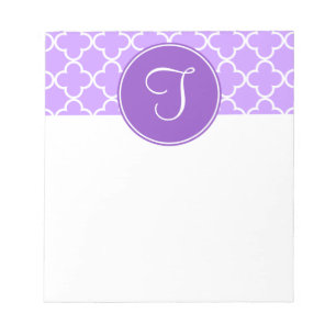 Purple Quatrefoil Monogram Notepad