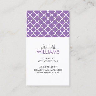 Purple Quatrefoil Pattern Business Card