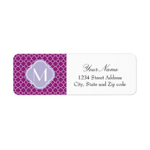 Purple Quatrefoil Pattern with Monogram