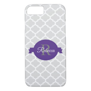 Purple Quatrefoil Personalised iPhone 8/7 Case