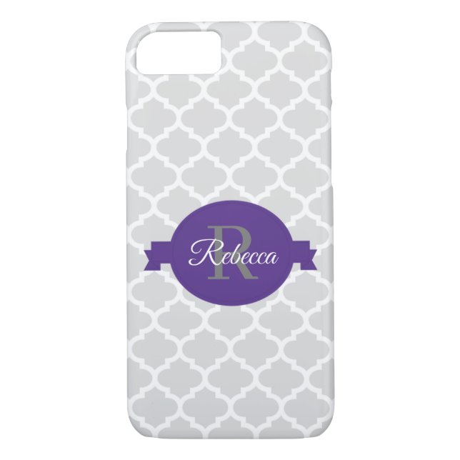 Purple Quatrefoil Personalised Case-Mate iPhone Case (Back)